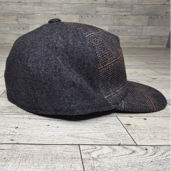 Bigalli Grey/Red Plaid Wool Blend Fitted Baseball Cap, Size 59 *NWOT* - Picture 3 of 8